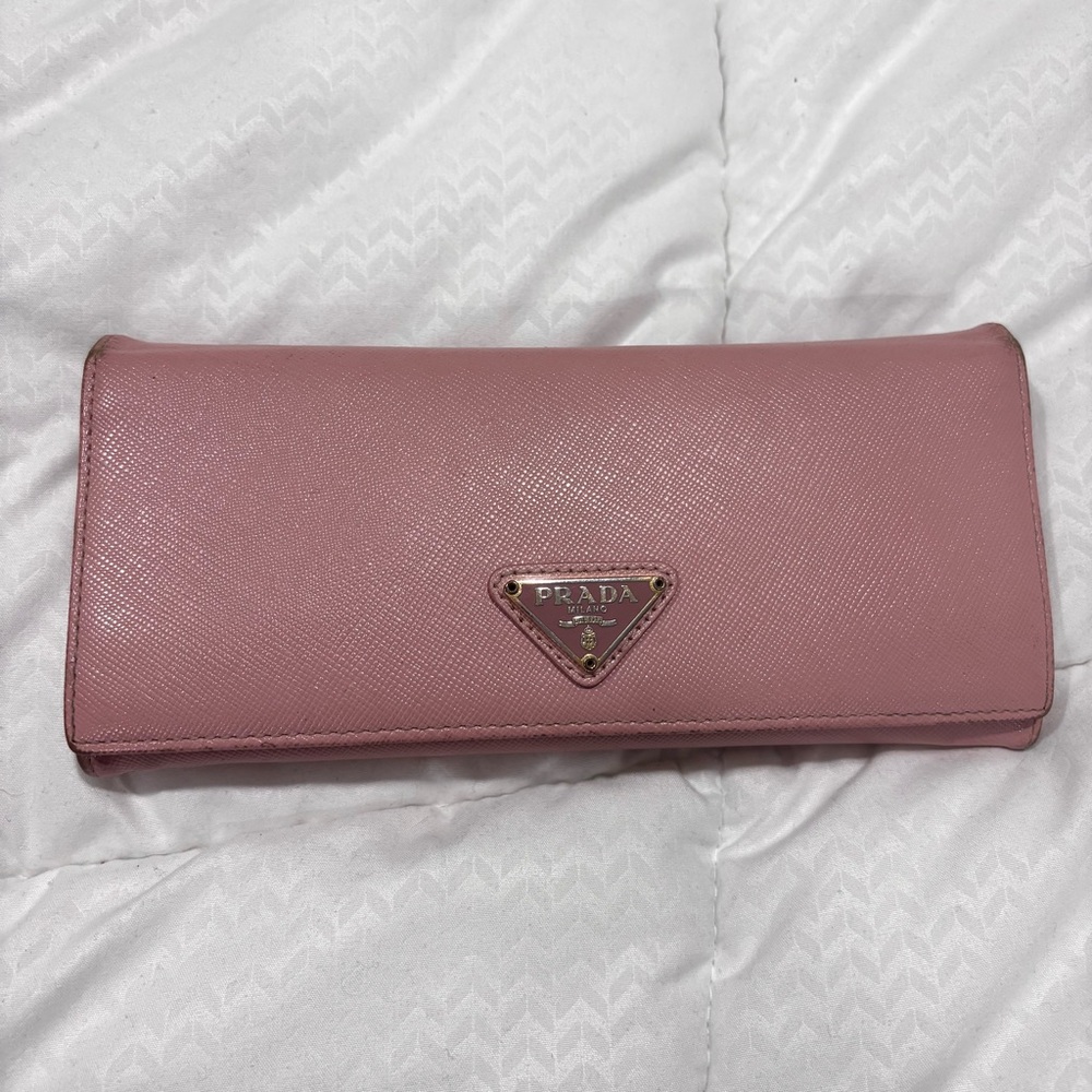 Prada Wallet Pink Large Saffiano Leather
